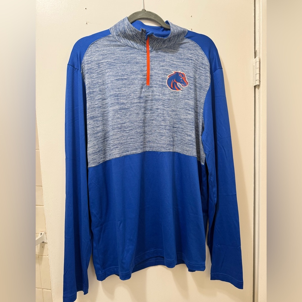 Boise State University Broncos Blue and Gray Quarter-Zip Pullover-Large NWOT